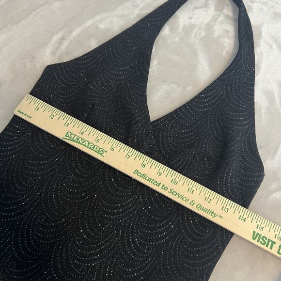 VTG City Triangles Dress Womens Large Glitter Babydoll Halter Hi Low Y2K Fairy - Picture 9 of 12